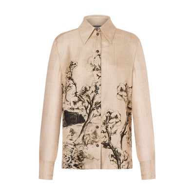 Alberta Ferretti Silk twill shirt with castle print