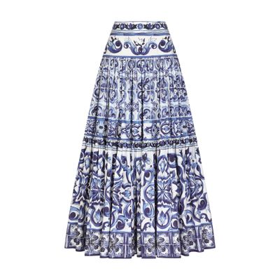 Dolce & Gabbana Long Maiolica Printed Popeline Skirt