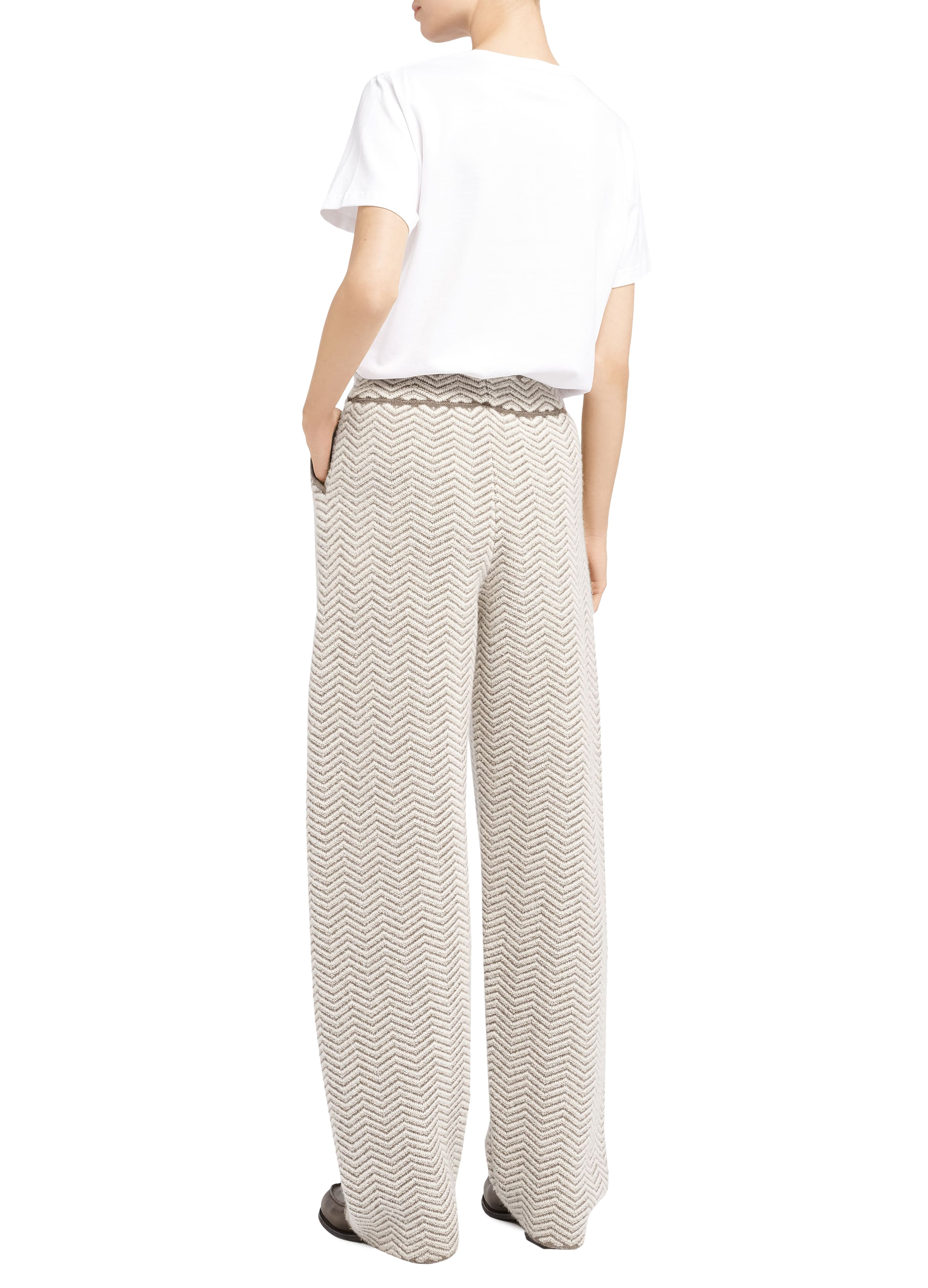 Barrie Trousers in cashmere, wool and silk with a chevron motif