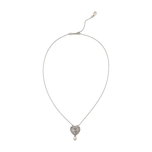 Dolce & Gabbana Devotion necklace in white gold with diamonds and pearls