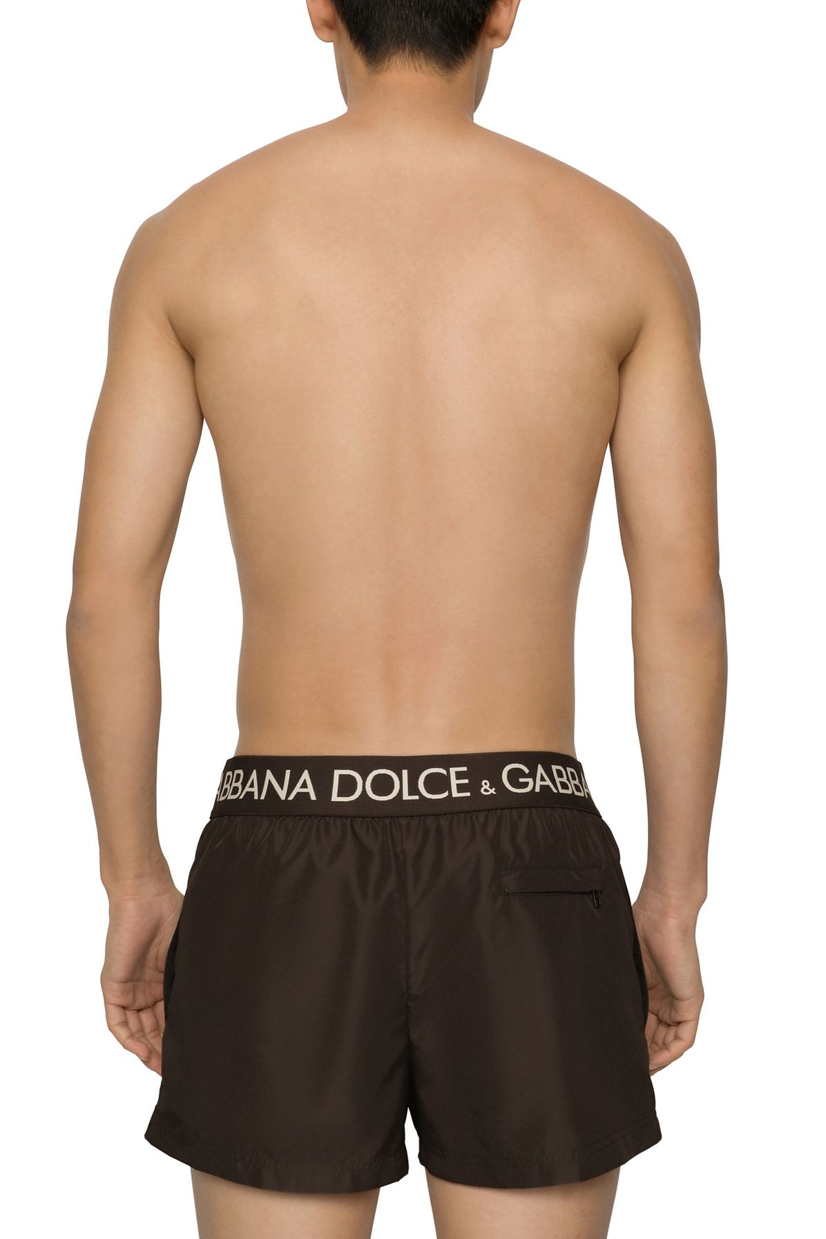 Dolce & Gabbana Short swim trunks with branded stretch waistband