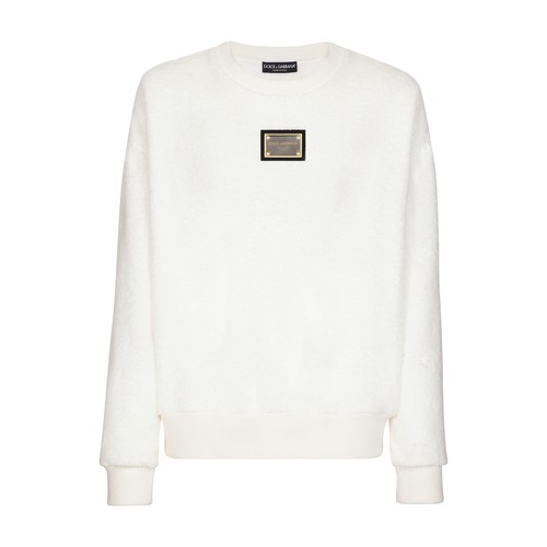 Dolce & Gabbana Round-neck terrycloth sweatshirt with logo tag