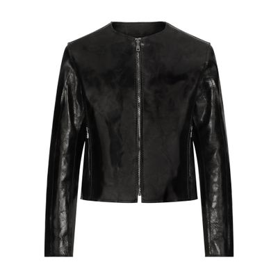 Dolce & Gabbana Collarless leather jacket