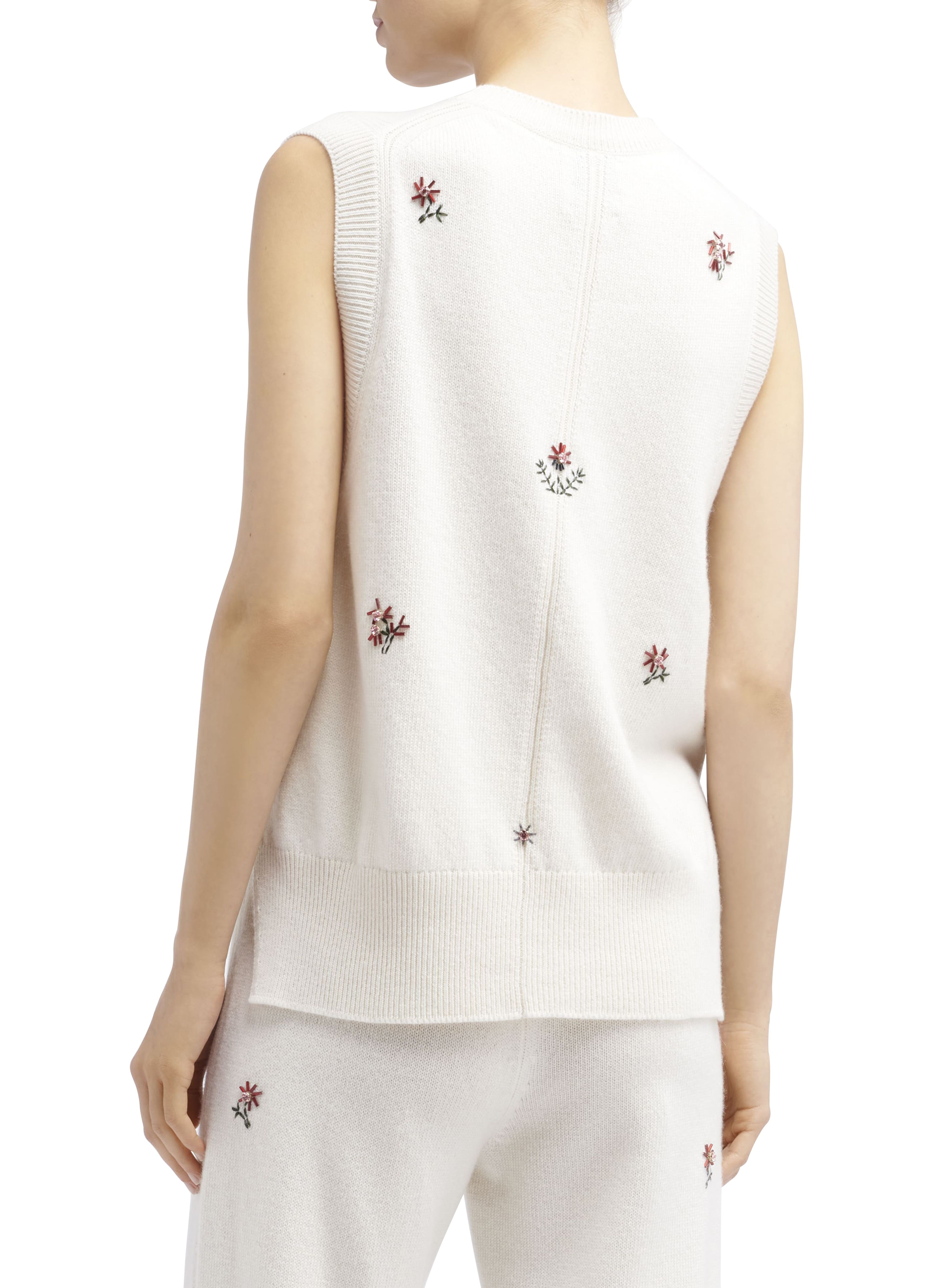 Barrie Iconic sleeveless embroidered jumper in cashmere