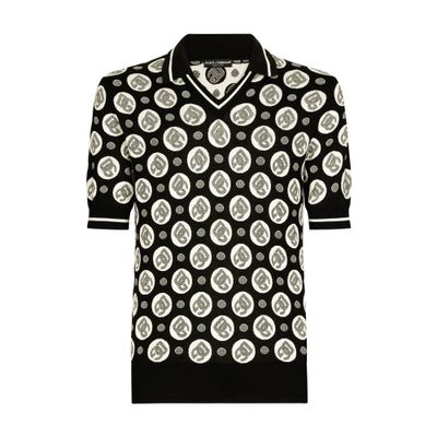 Dolce & Gabbana Silk jacquard V-neck polo-shirt