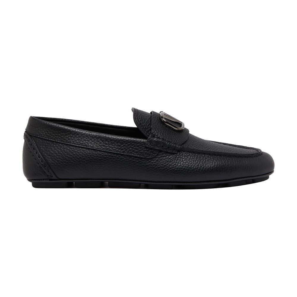 VALENTINO GARAVANI Vlog Signature grained calfskin nubbed loafers