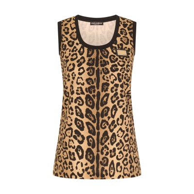 Dolce & Gabbana Leopard-print jersey tank top