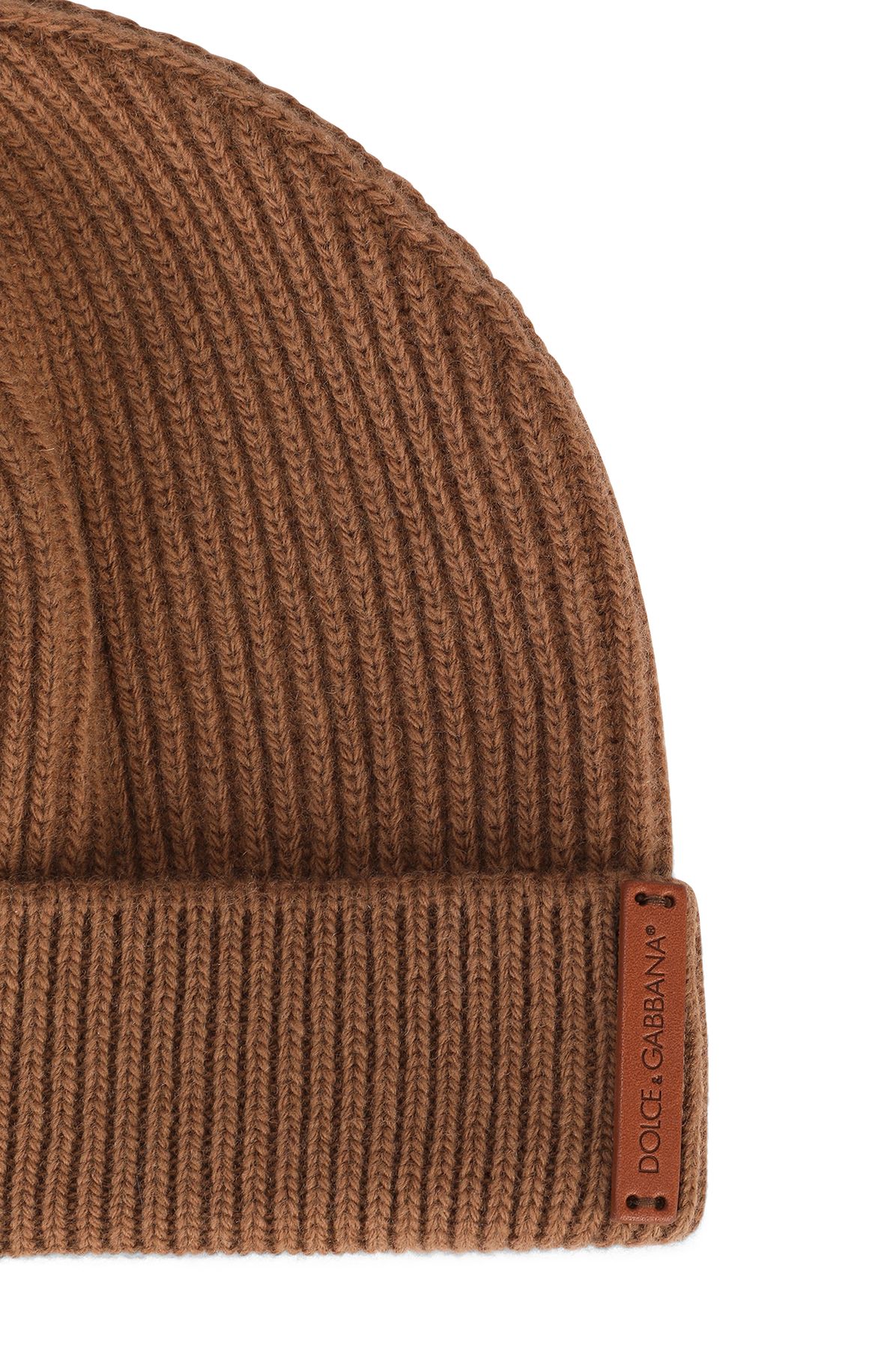 Dolce & Gabbana Knit wool hat with leather logo