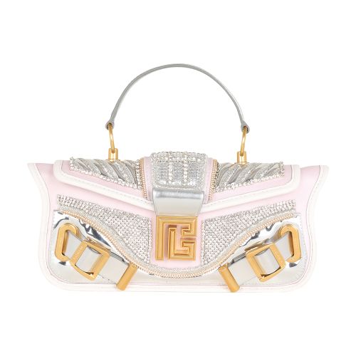 Balmain Blaze clutch bag in leather and embroidered satin