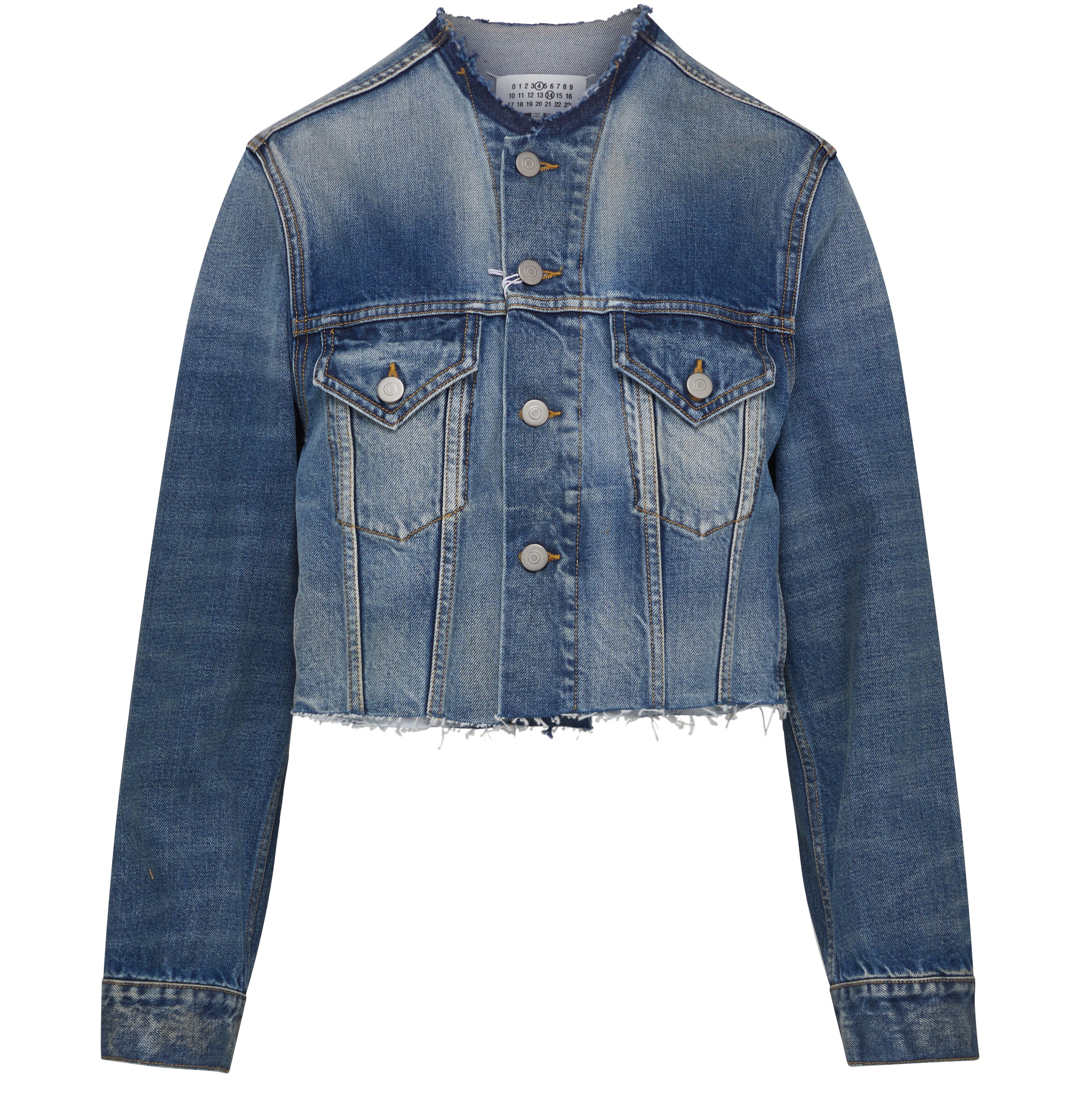 Maison Margiela Cropped Collarless Denim Jacket