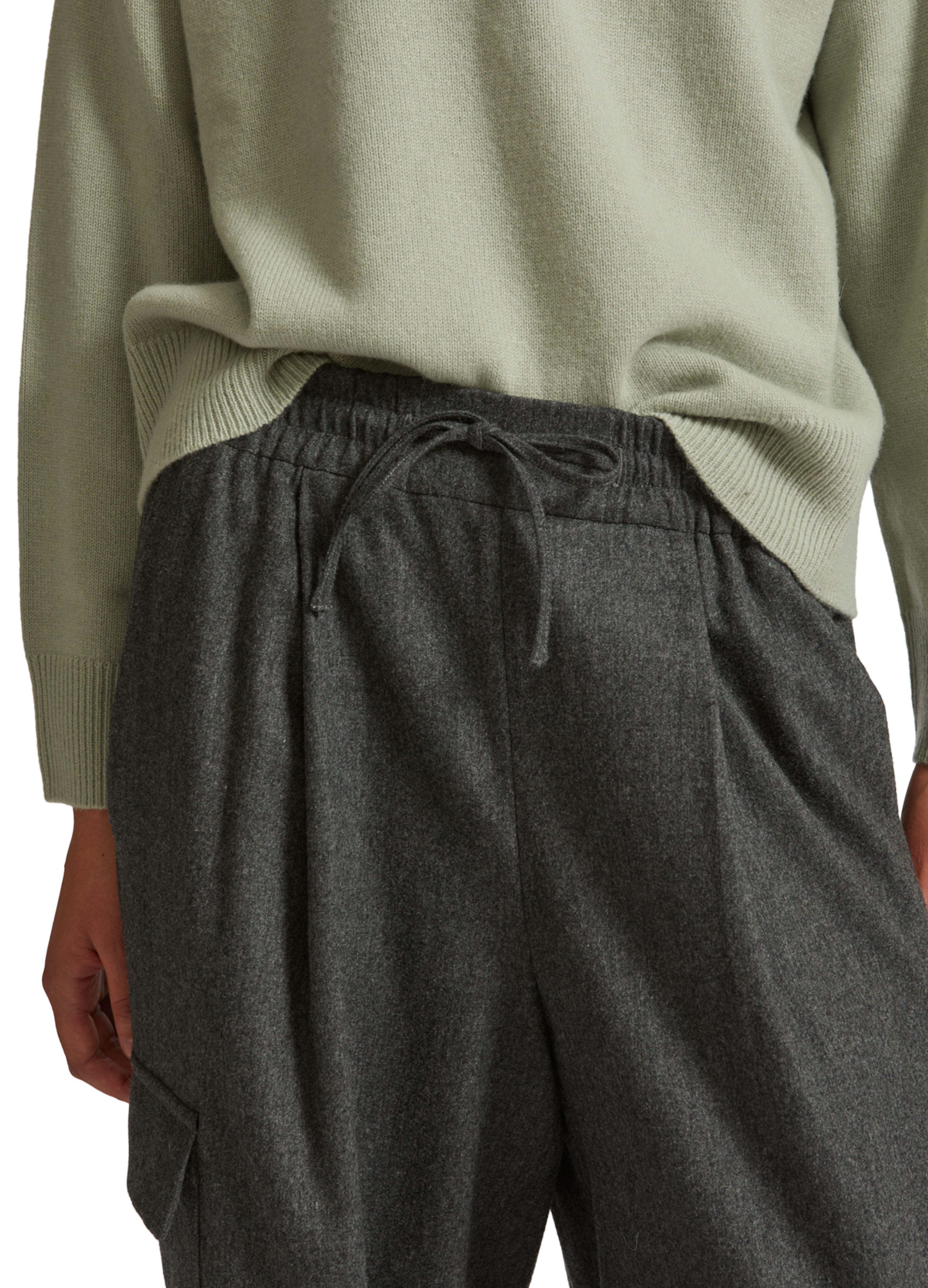 Yves Salomon Straight woollen flannel cargo pants