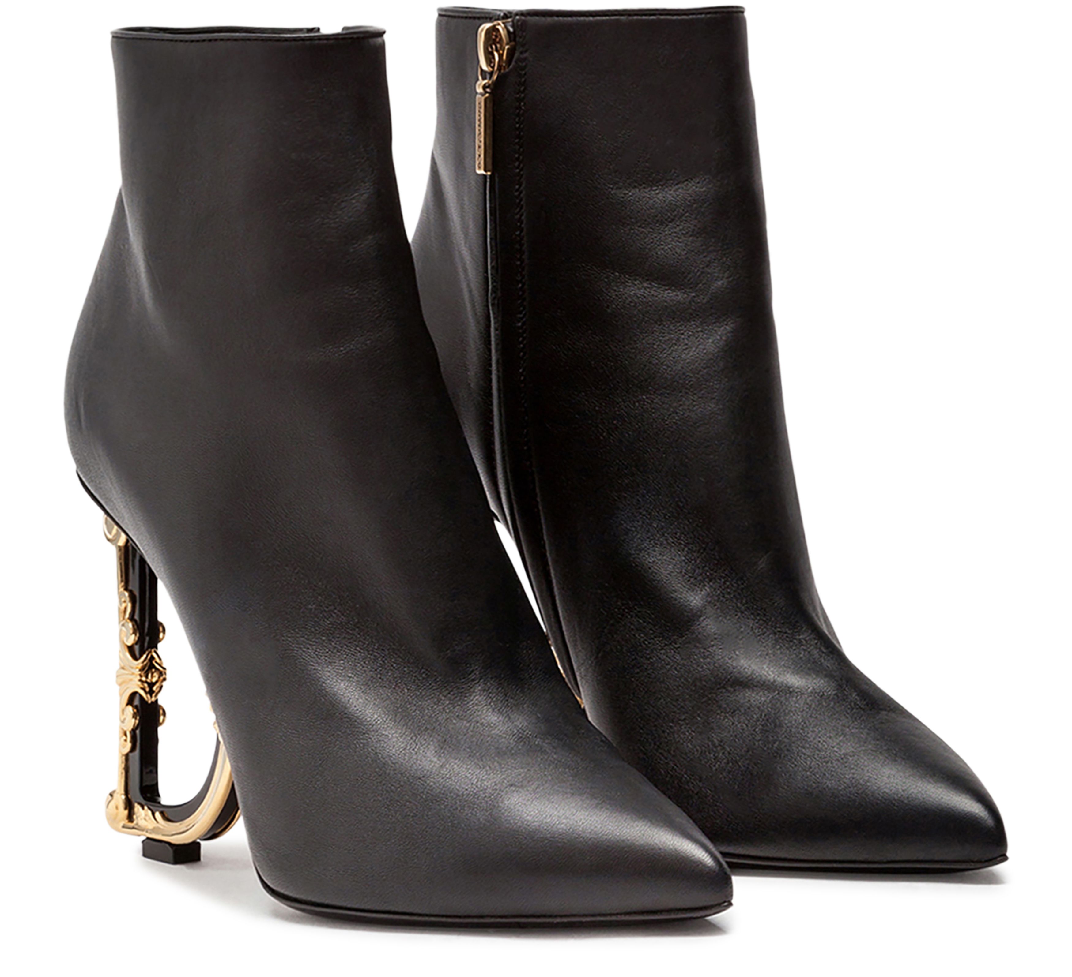 Dolce & Gabbana Nappa leather ankle boots with baroque DG detail