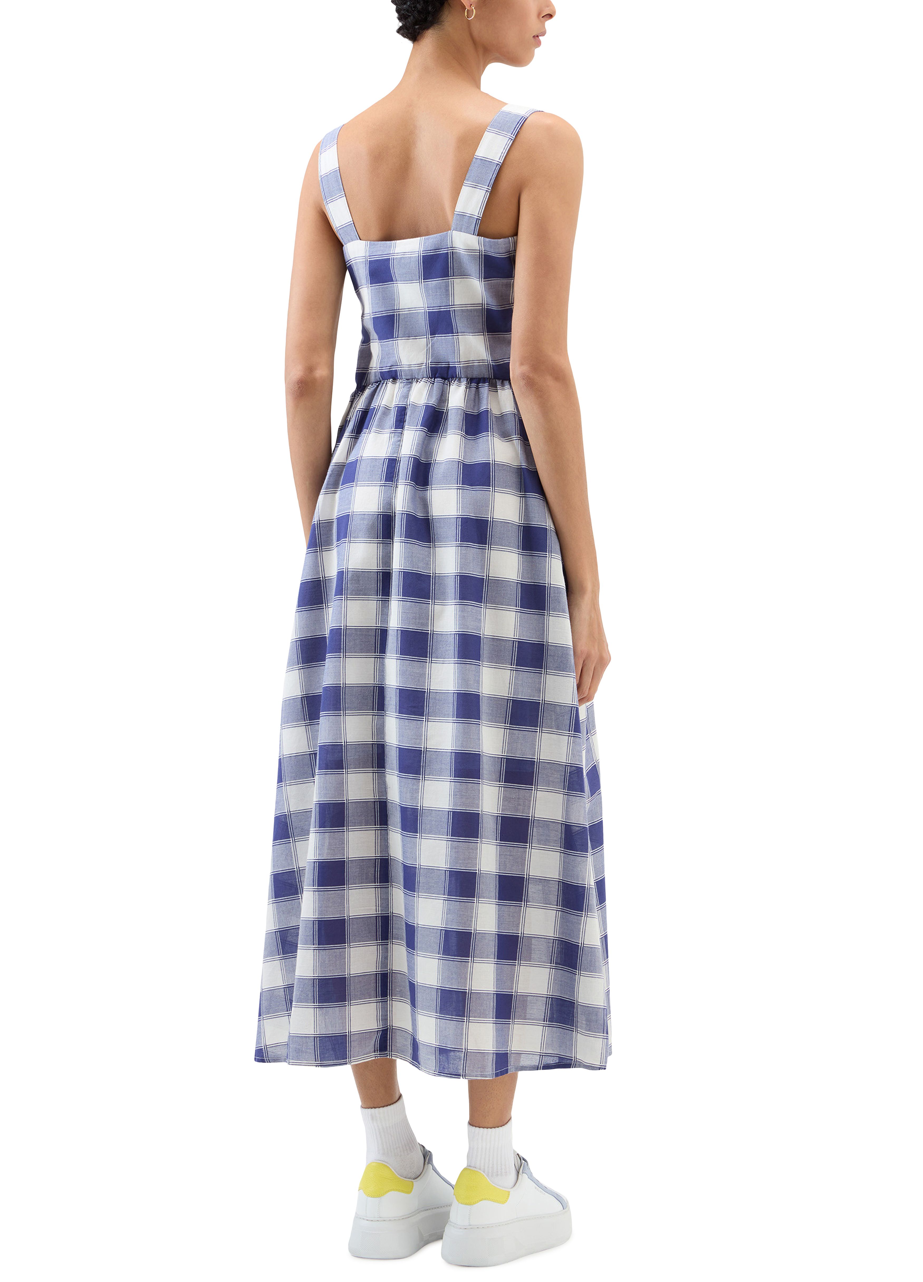 Woolrich Long dress in pure cotton checked voile