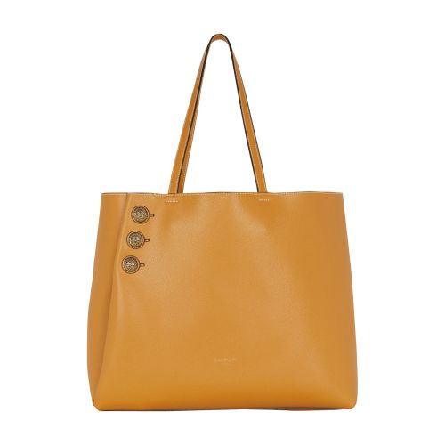 Balmain EmblÃ¨me Grained Leather Tote Bag