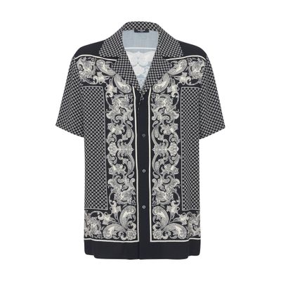 Balmain Paisley Print And Mini Monogram Silk Shirt