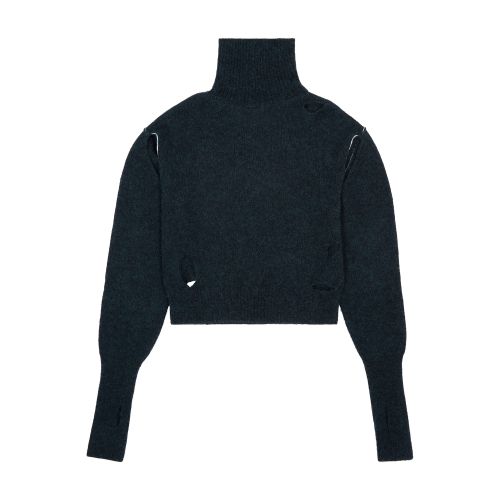 MM6 Maison Margiela Distressed high collar jumper