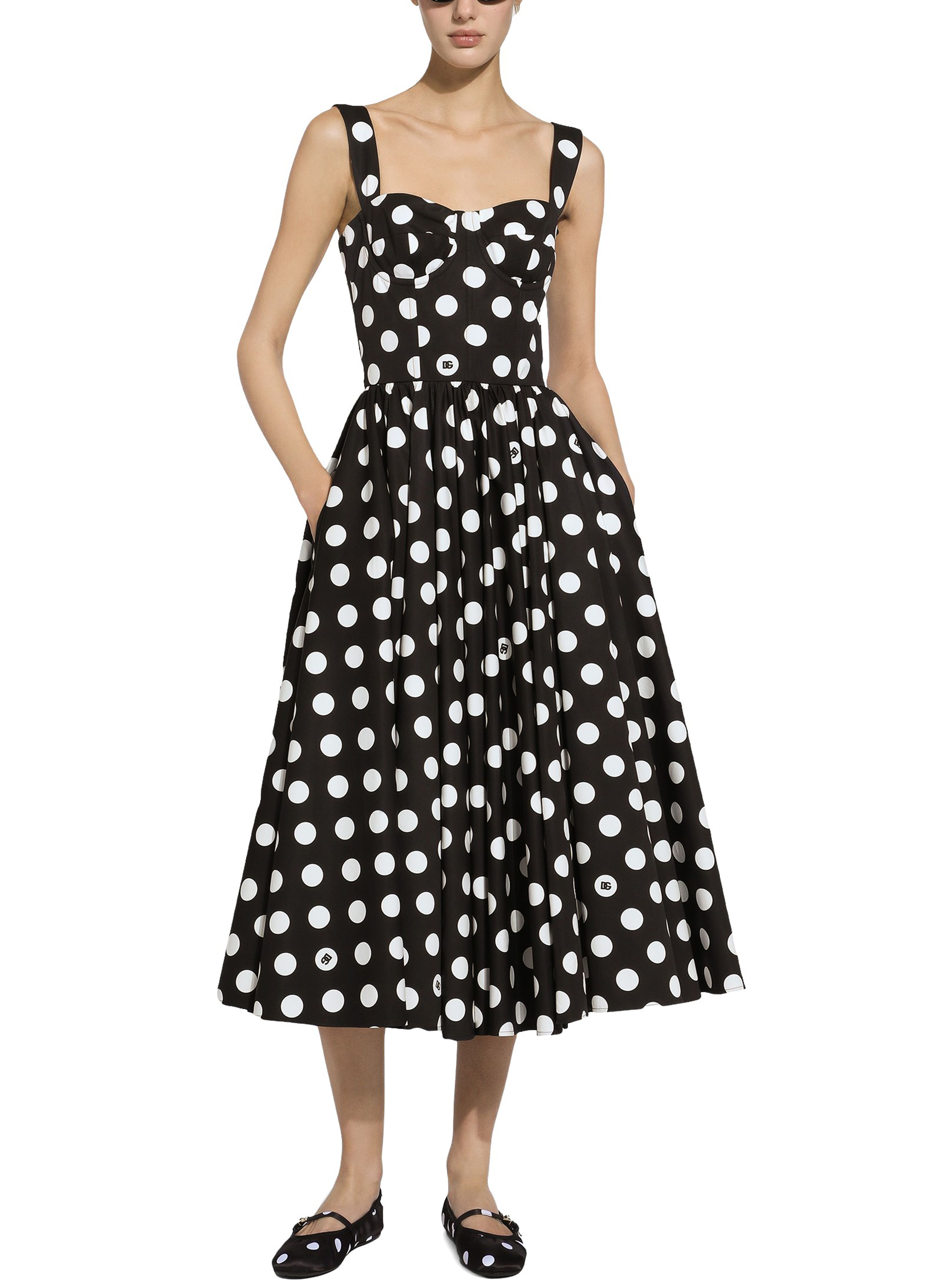 Dolce & Gabbana Polka-dot calf-length corset dress