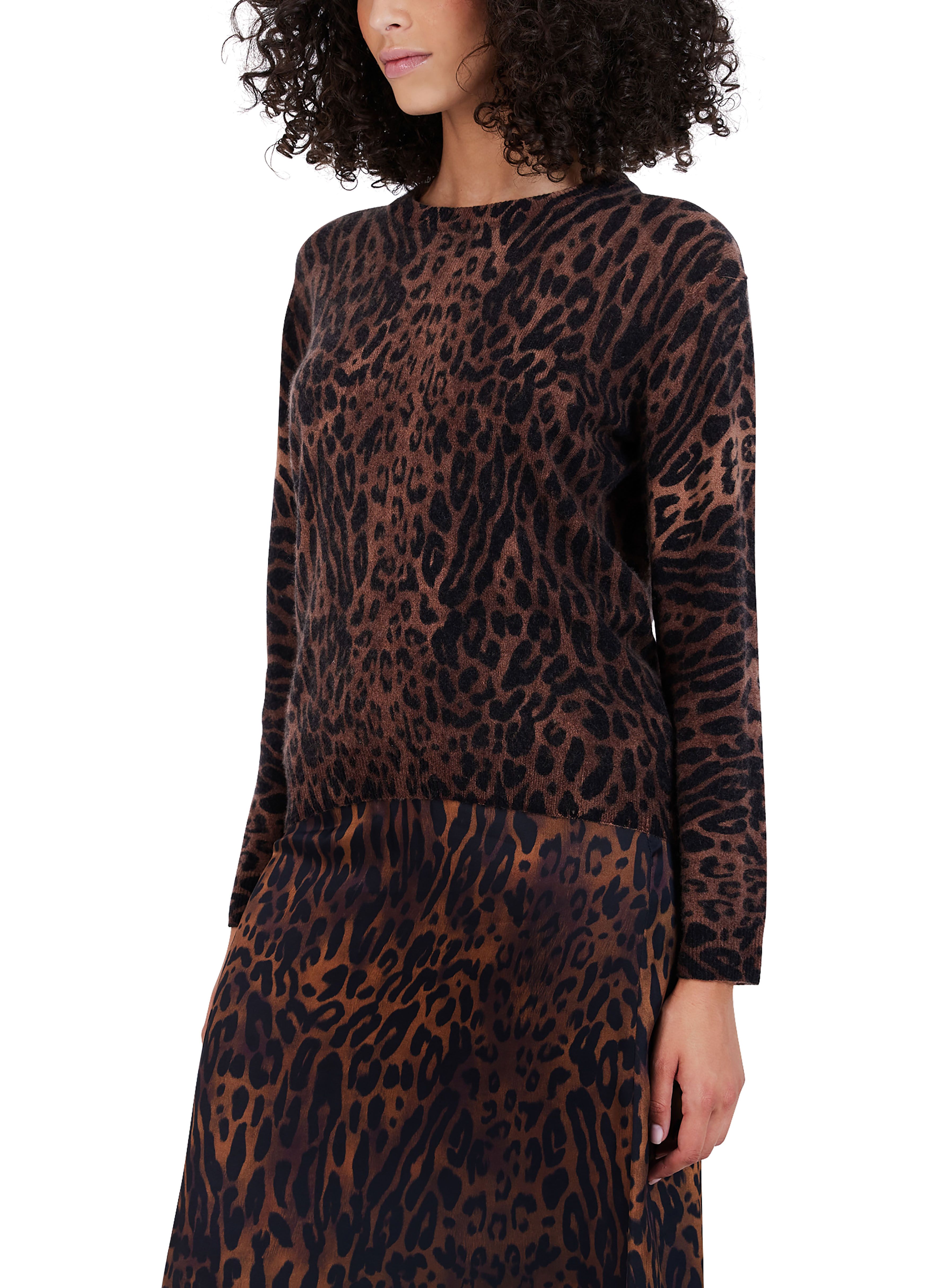  Tia leopard motif cashmere sweater