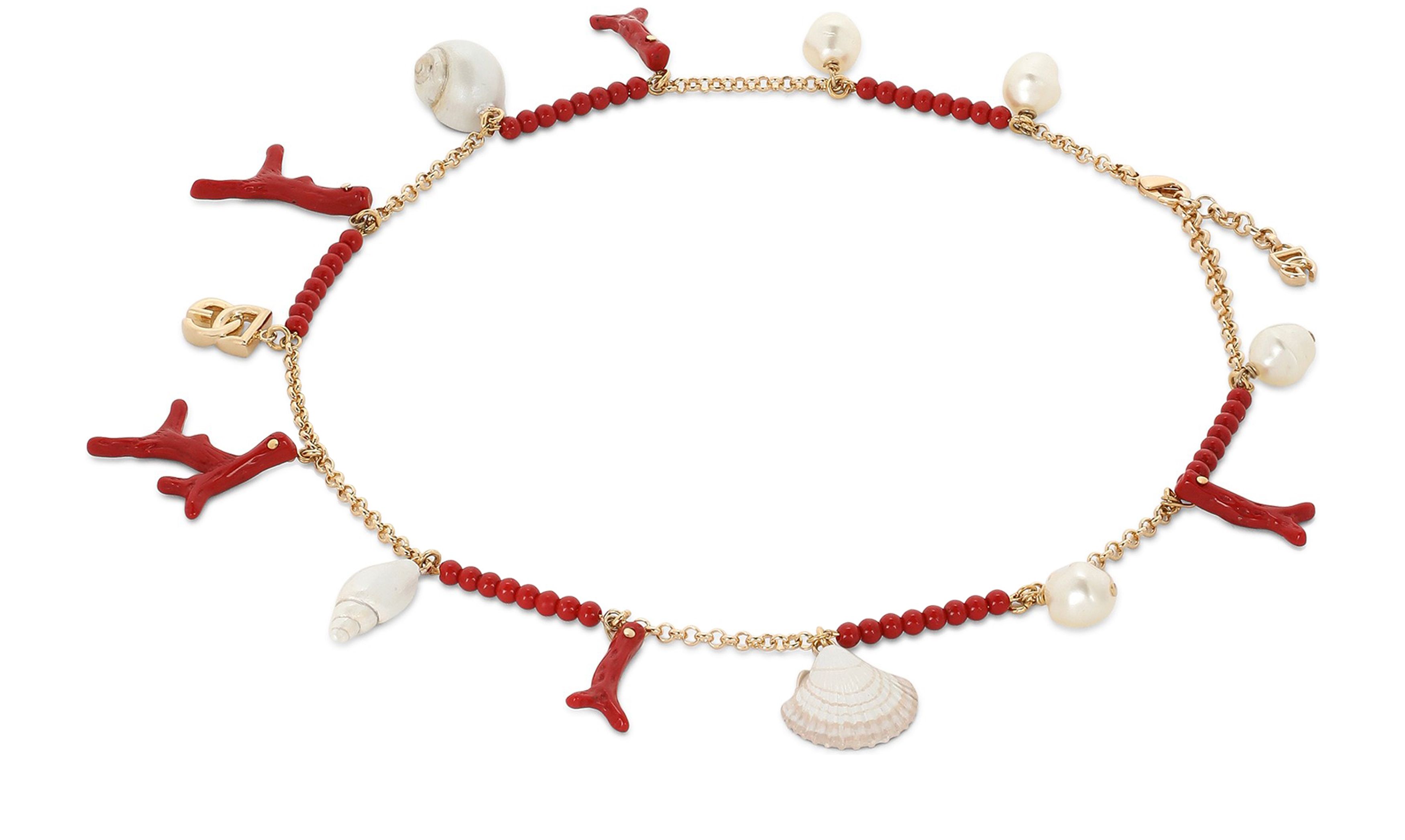 Dolce & Gabbana DG logo, shells and coral necklace