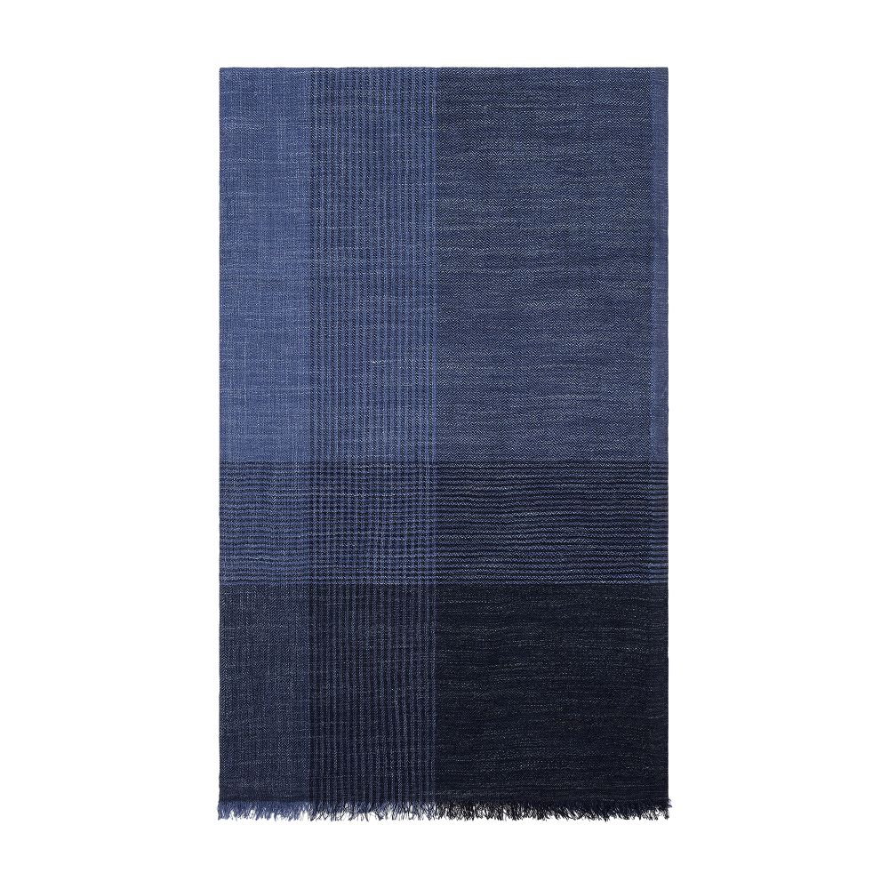 Brunello Cucinelli Striped silk and linen herringbone patterned scarf