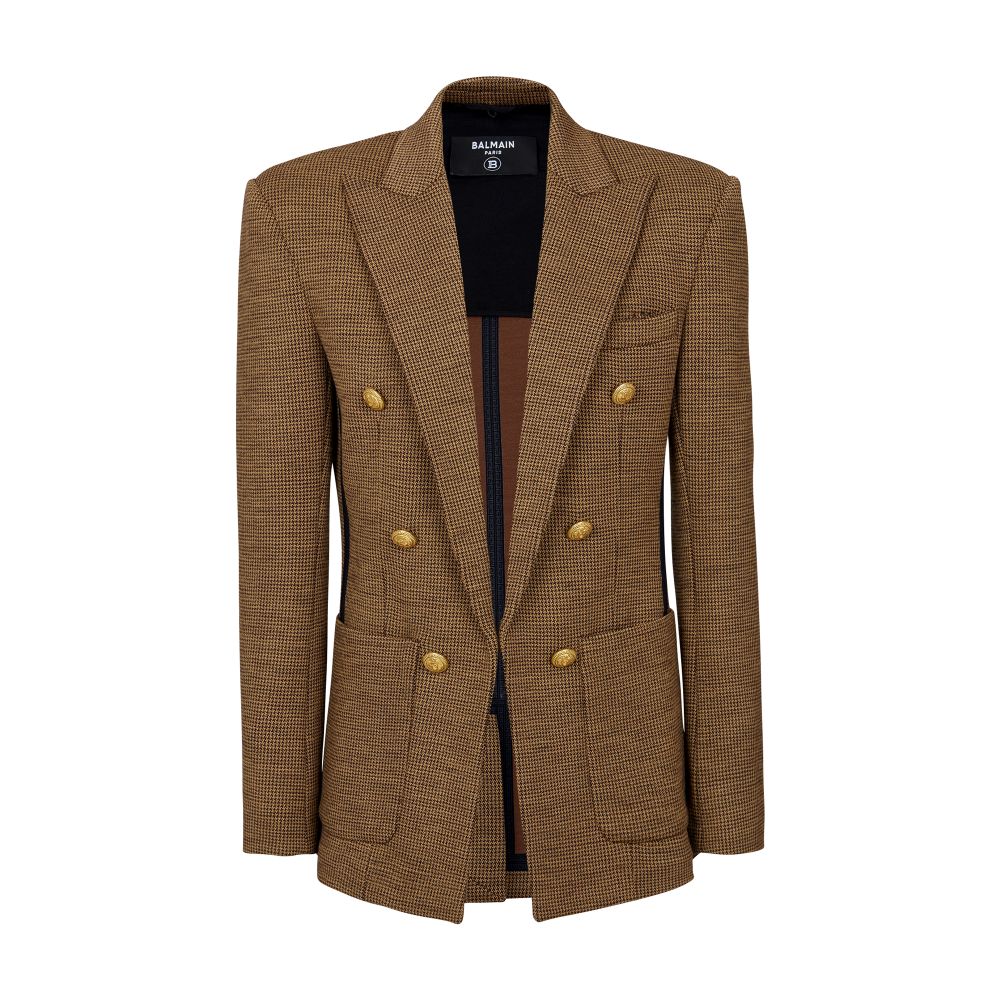 Balmain 6-button houndstooth wool jacket