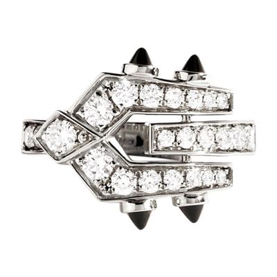  Spike large diamond & silver ring