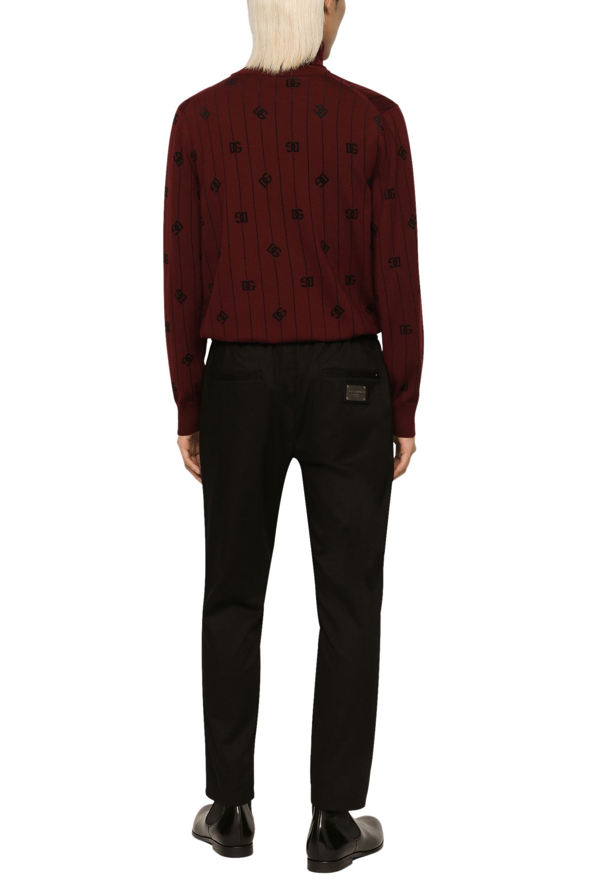 Dolce & Gabbana Wool turtle-neck sweater with flocked DG print