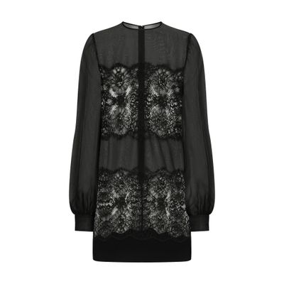 Dolce & Gabbana Organza short dress with lace inlay