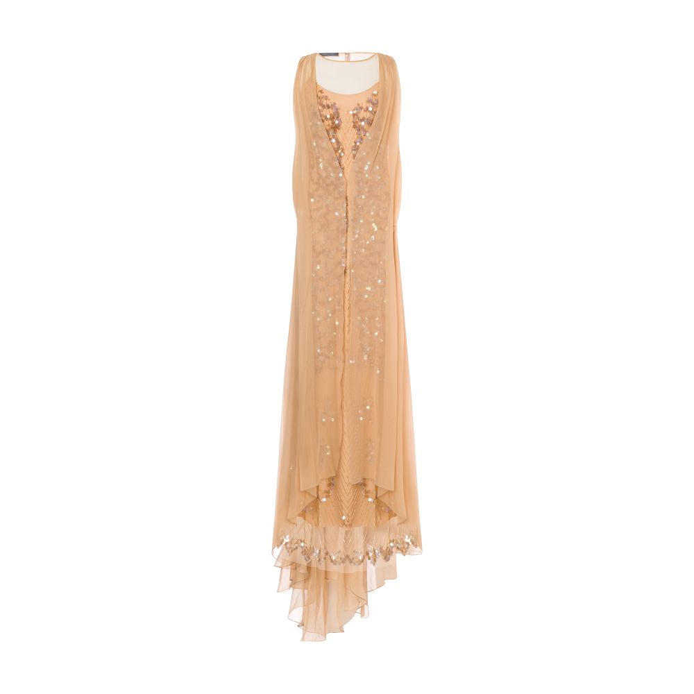 Alberta Ferretti Long dress in sequins and organic chiffon.