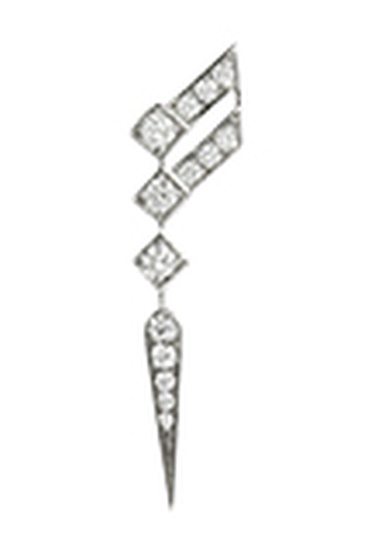  Stairway wings diamond & silver earring