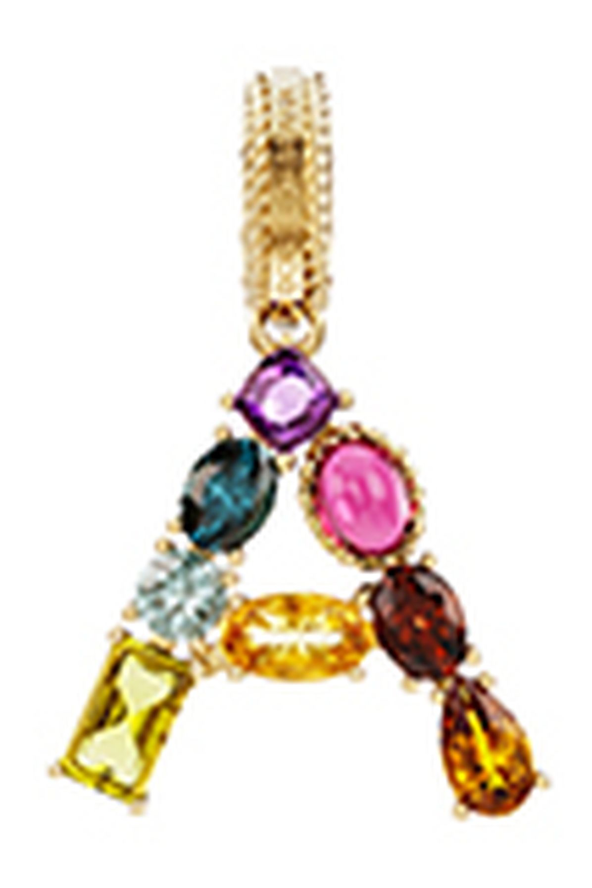 Dolce & Gabbana Rainbow alphabet A 18 kt yellow gold charm with multicolor fine gems