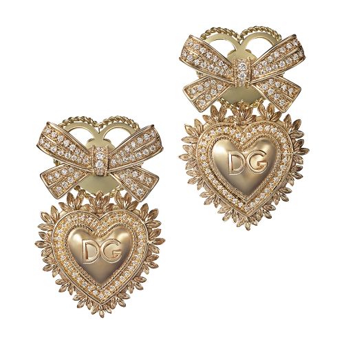 Dolce & Gabbana Devotion earrings in yellow gold with diamonds