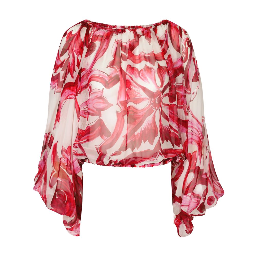 Dolce & Gabbana Chiffon Top in Majolica Print