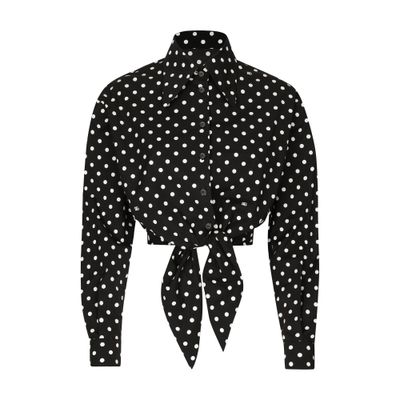 Dolce & Gabbana Polka-dot cropped shirt with knot