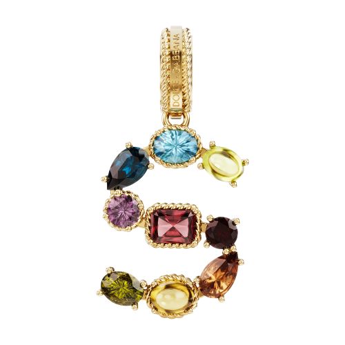 Dolce & Gabbana Rainbow alphabet S 18 kt yellow gold charm with multicolor fine gems