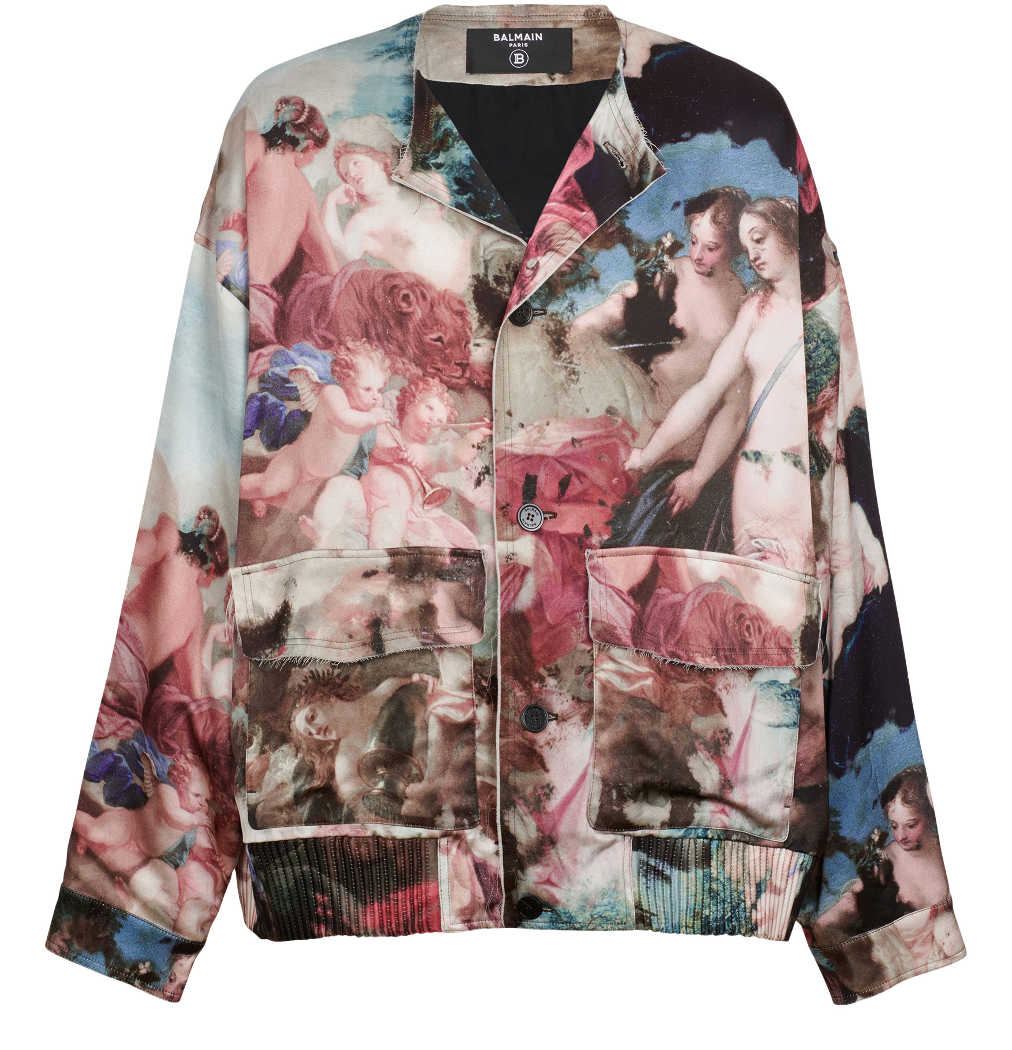 Balmain Pastel print satin varsity jacket