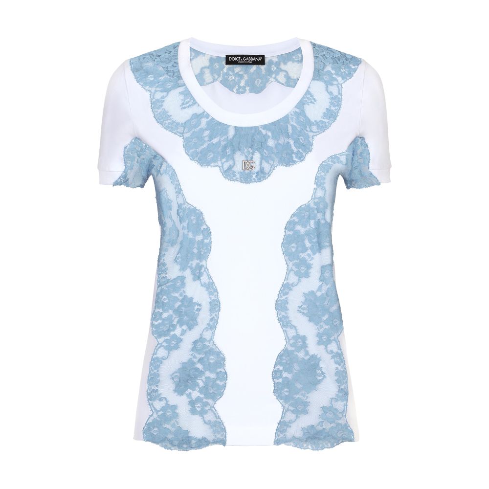 Dolce & Gabbana T-shirt with DG logo and lace