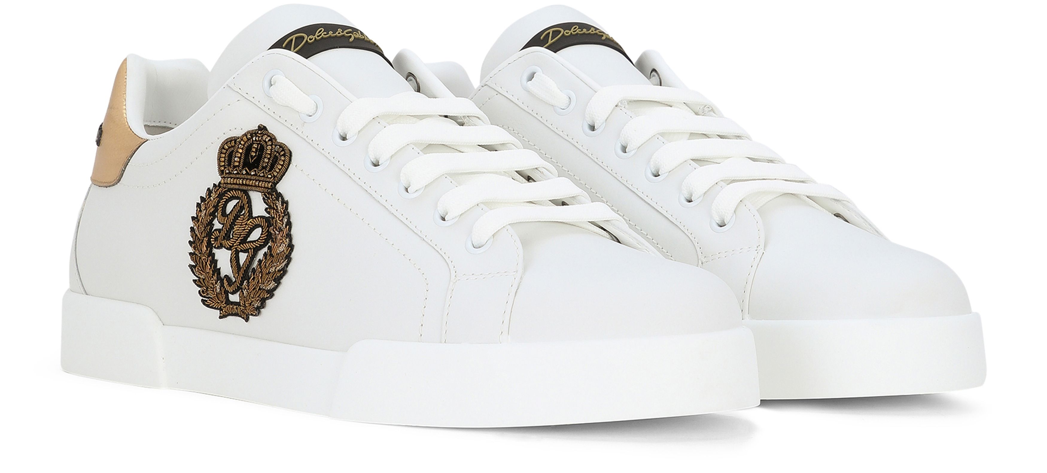 Dolce & Gabbana Calfskin nappa Portofino sneakers with crown patch