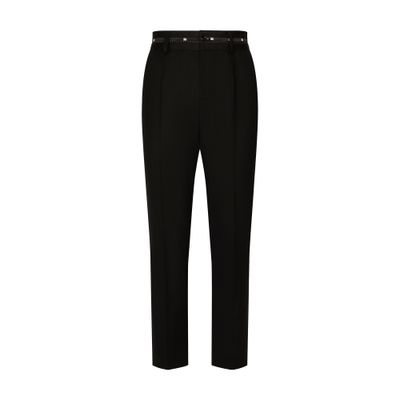 Dolce & Gabbana Stretch wool pants with branded waistband