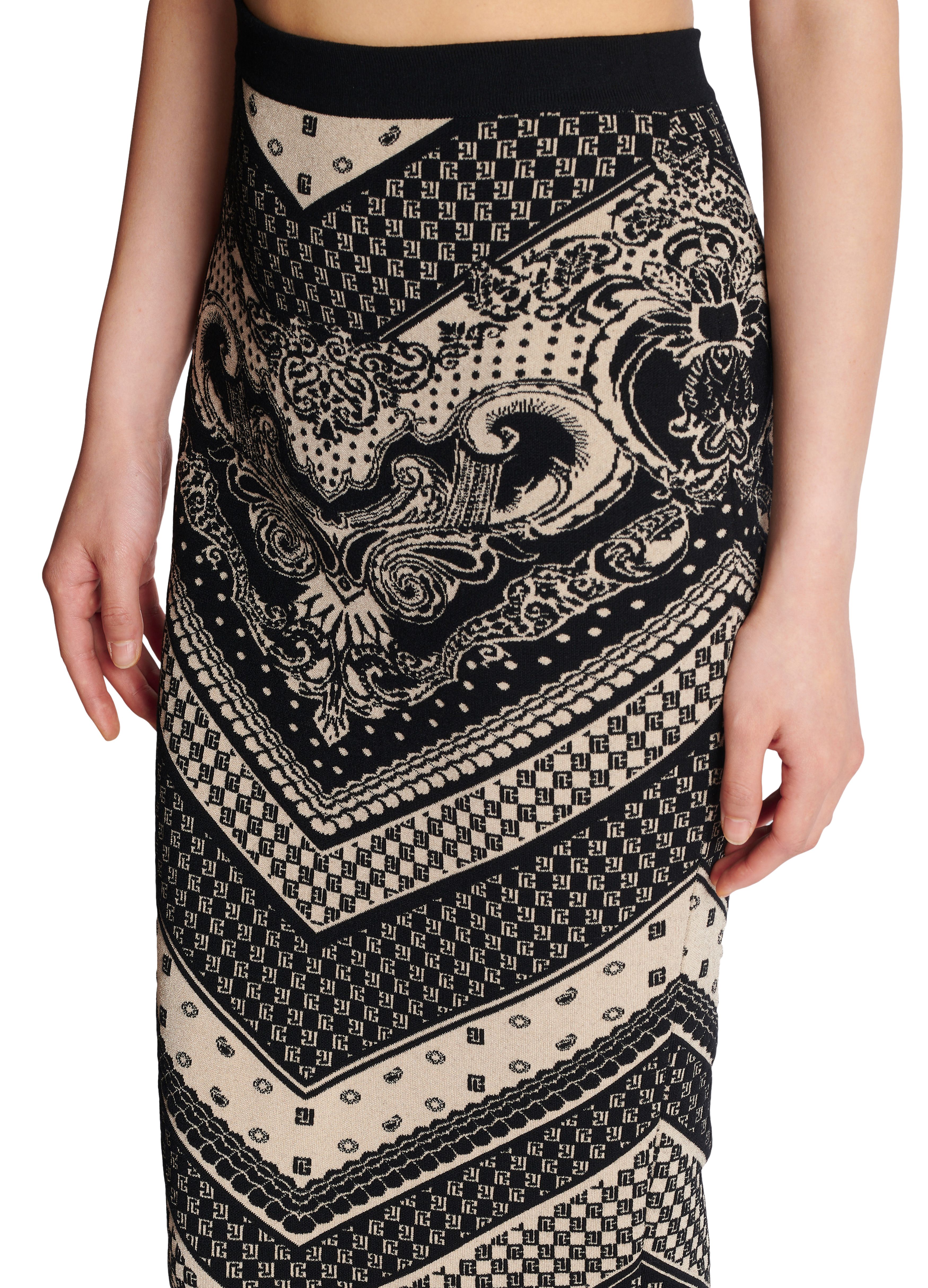 Balmain Knit Monogram and Paisley Skirt