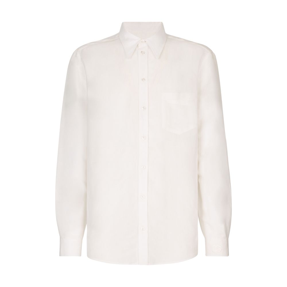 Dolce & Gabbana Martini Linen Blend Shirt with DG Embroidery