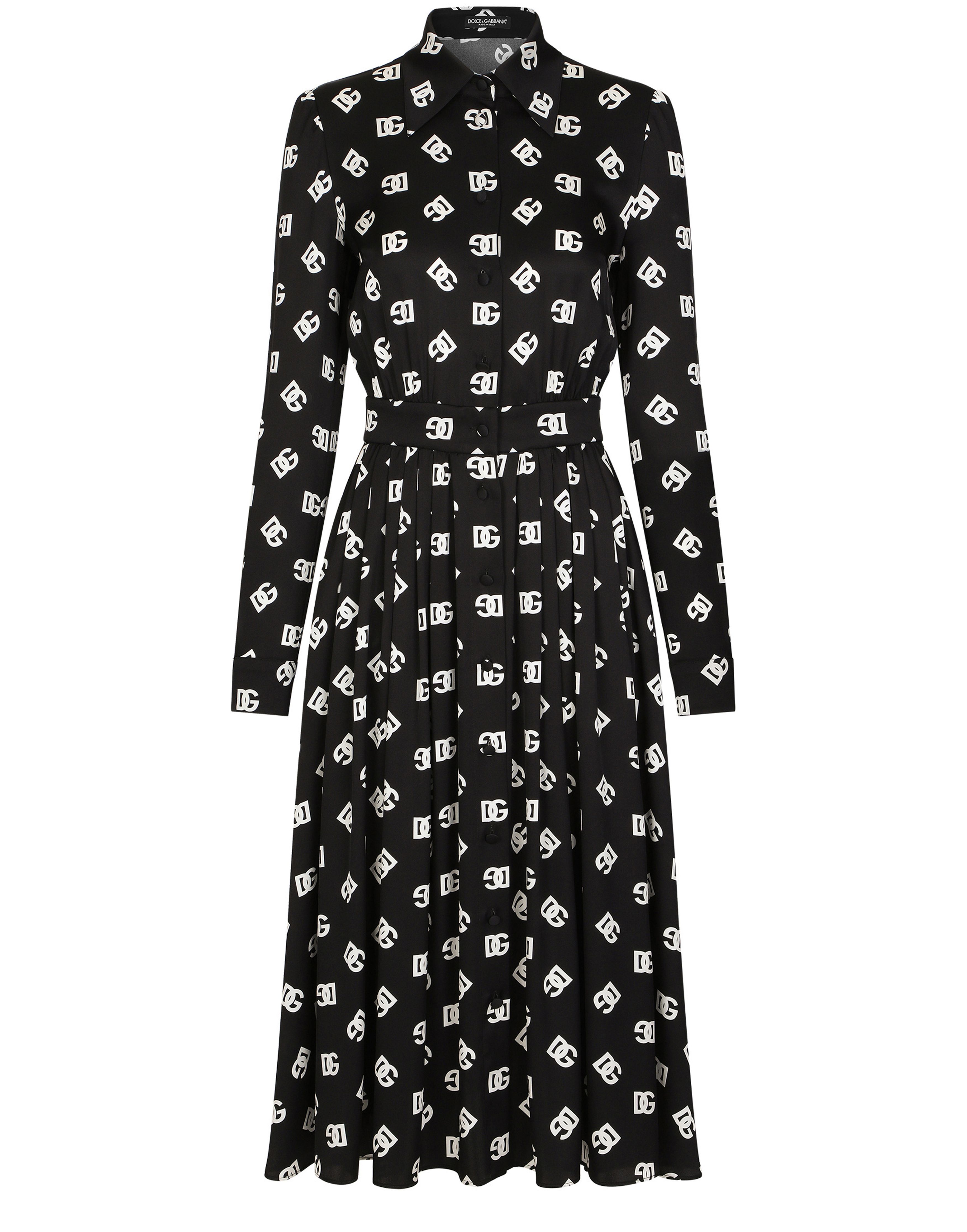 Dolce & Gabbana Charmeuse calf-length dress with all-over DG print