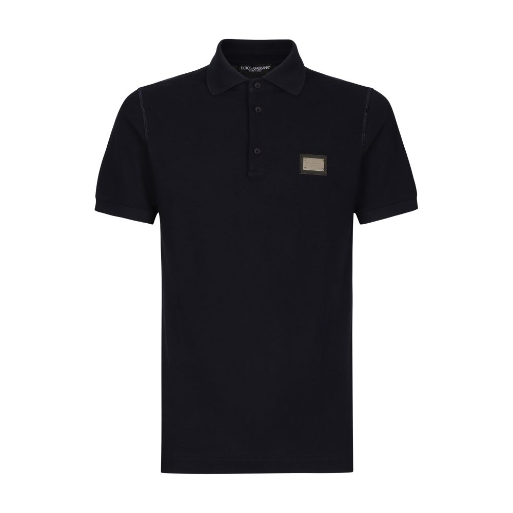 Dolce & Gabbana Cotton piqué polo-shirt with branded tag