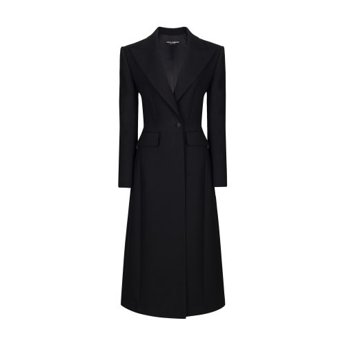 Dolce & Gabbana Long Single-Breasted Coat In Wool Cady