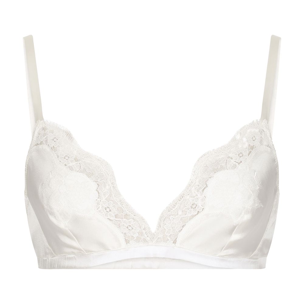 Dolce & Gabbana Soft-cup satin bra with lace detailing