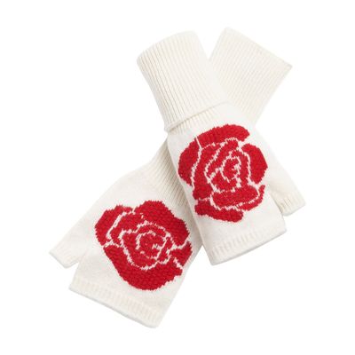 Barrie Fingerless gloves in cashmere and wool with a rose motif