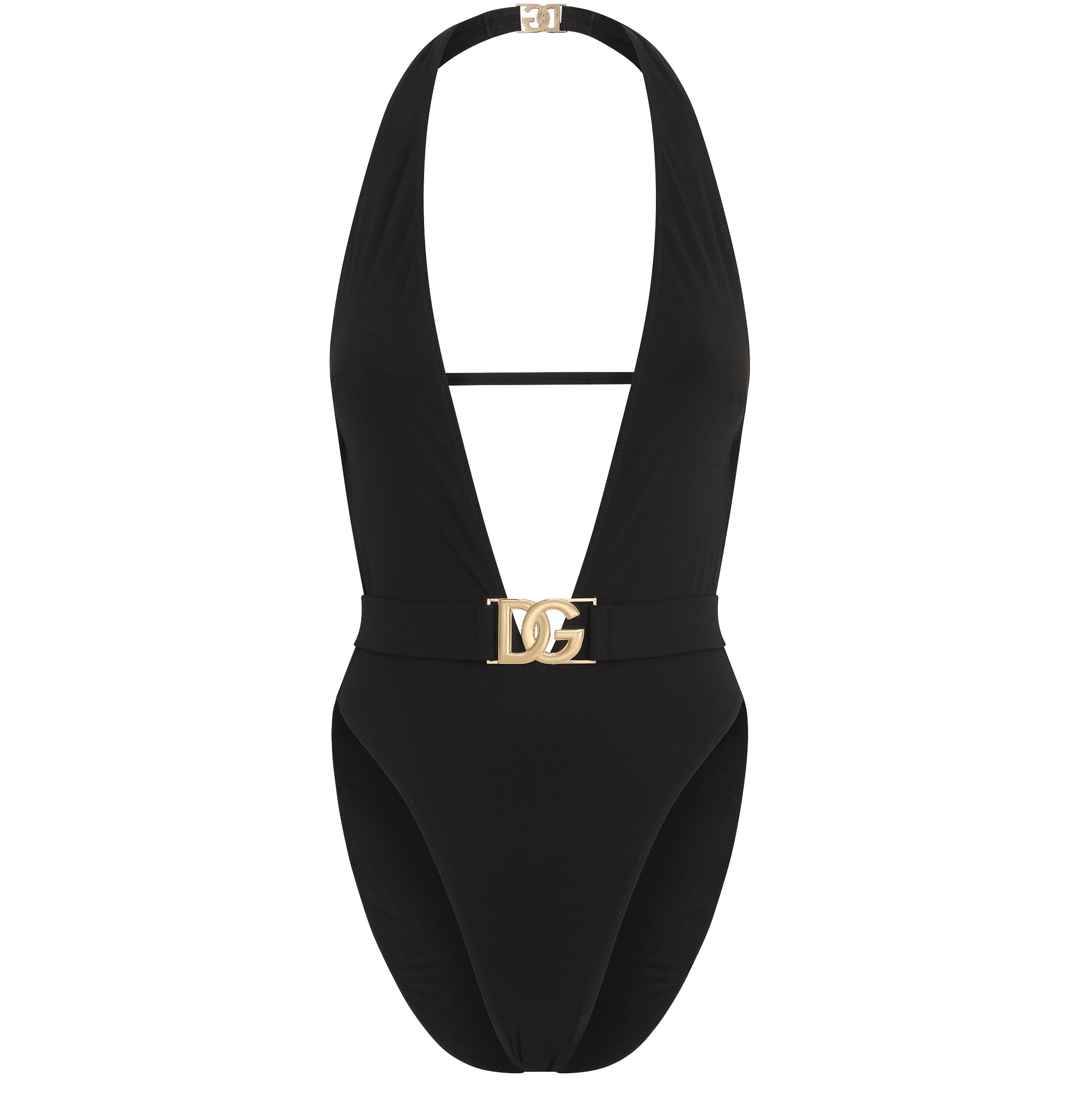 Dolce & Gabbana One-piece swimsuit with plunging neck and belt