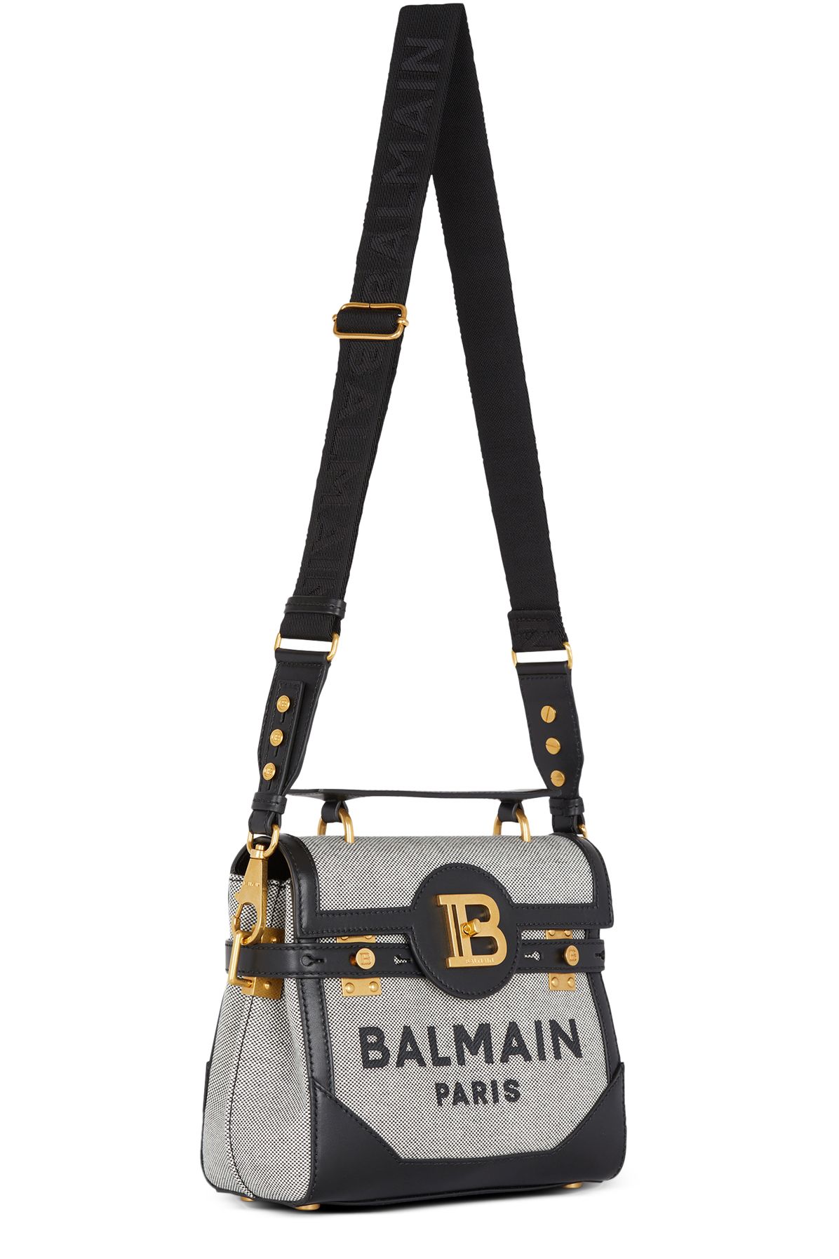 Balmain B-Buzz 23 canvas and leather bag