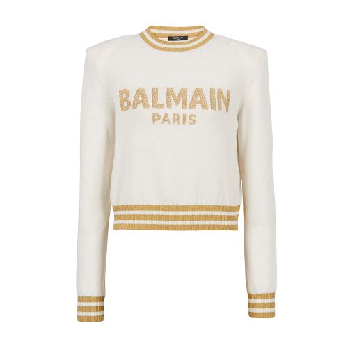 Balmain Cropped wool sweatshirt with