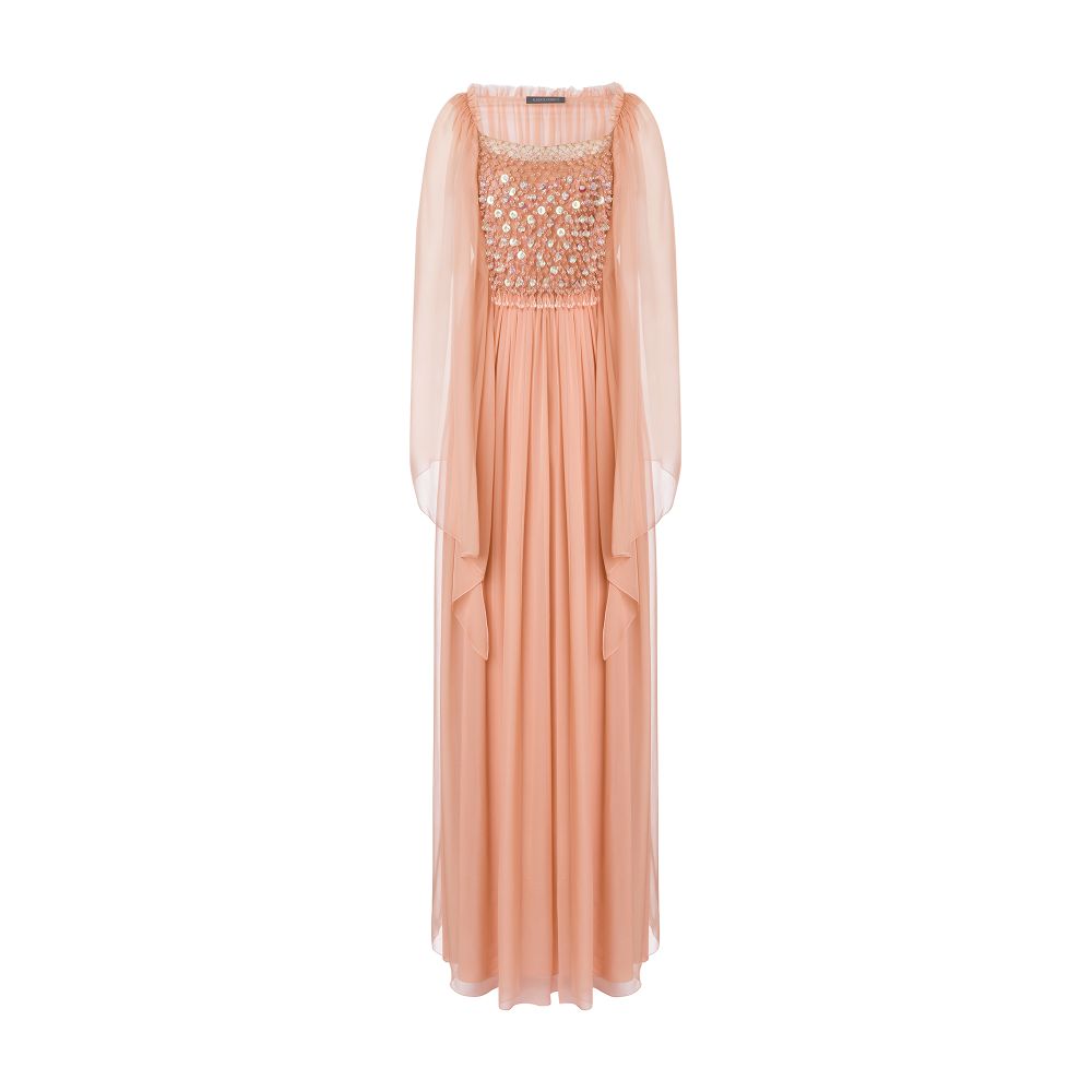 Alberta Ferretti Dress in organic chiffon with embroidery